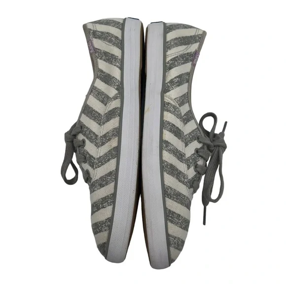 Keds Gray Off White Striped Canvas Sneakers Size 7 Women's - Picture 5 of 8